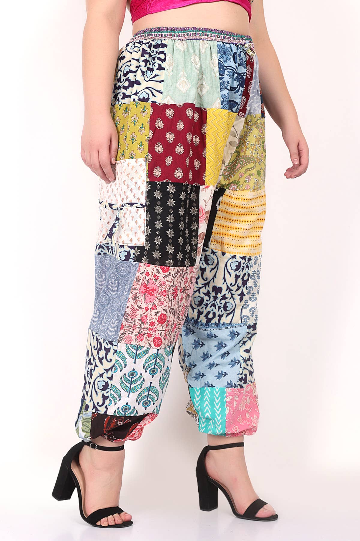 Women's Casual Patchwork Elastic Waist Pocket Pant Mix Lot