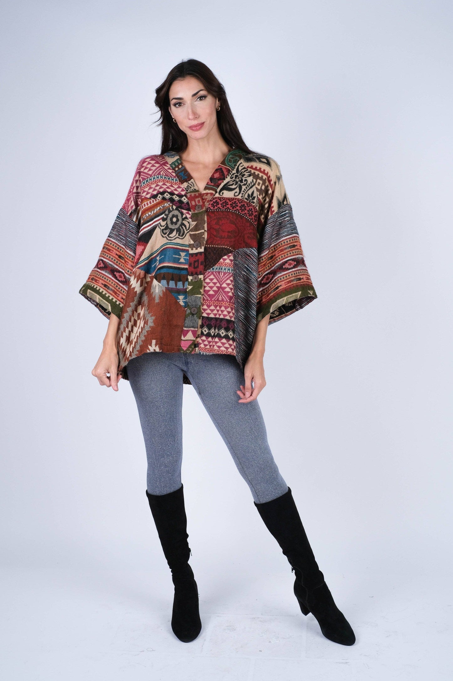 Southwestern Patchwork Kimono Top