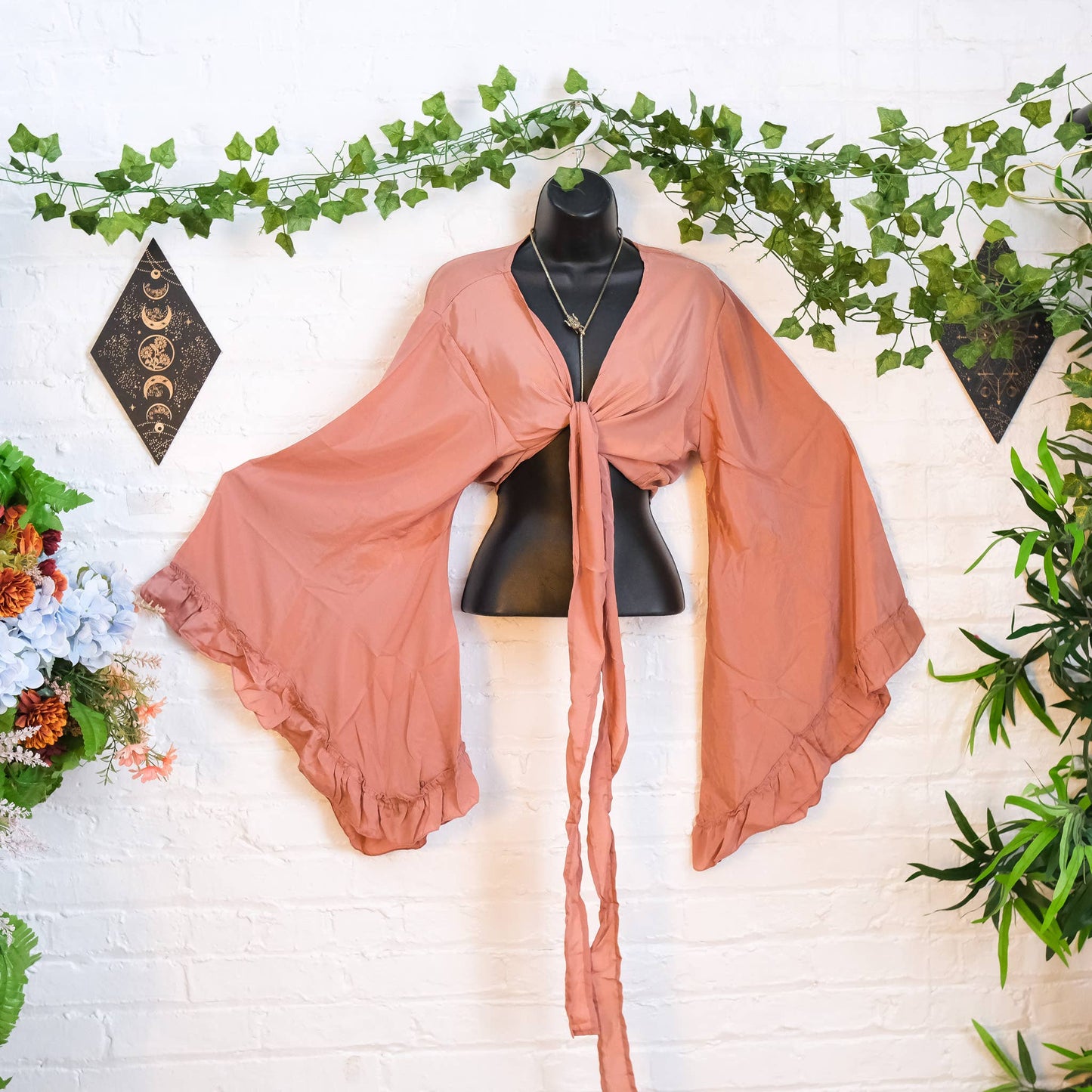 Solid Color Ruffle Sleeve Wrap Top
