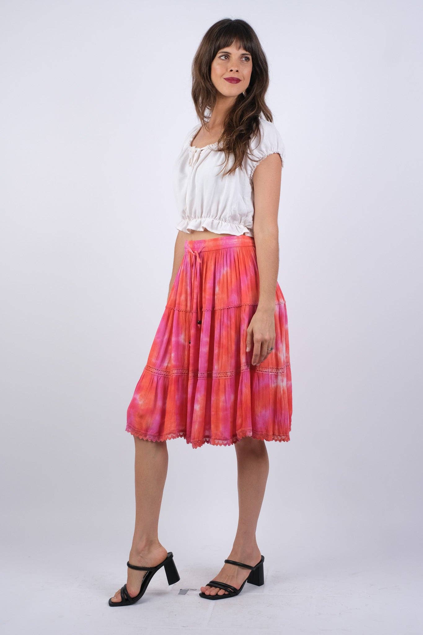 Hot Pink & Orange Mid Skirt