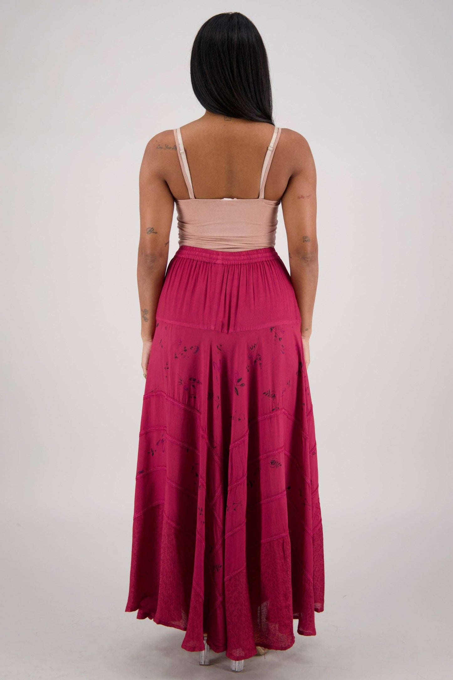 Acid Wash Floral Panels Skirt 11320