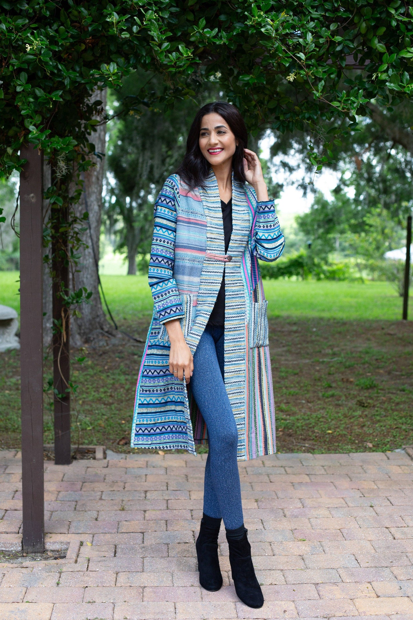 Blue Batik Patchwork Cotton Cardigan Jacket