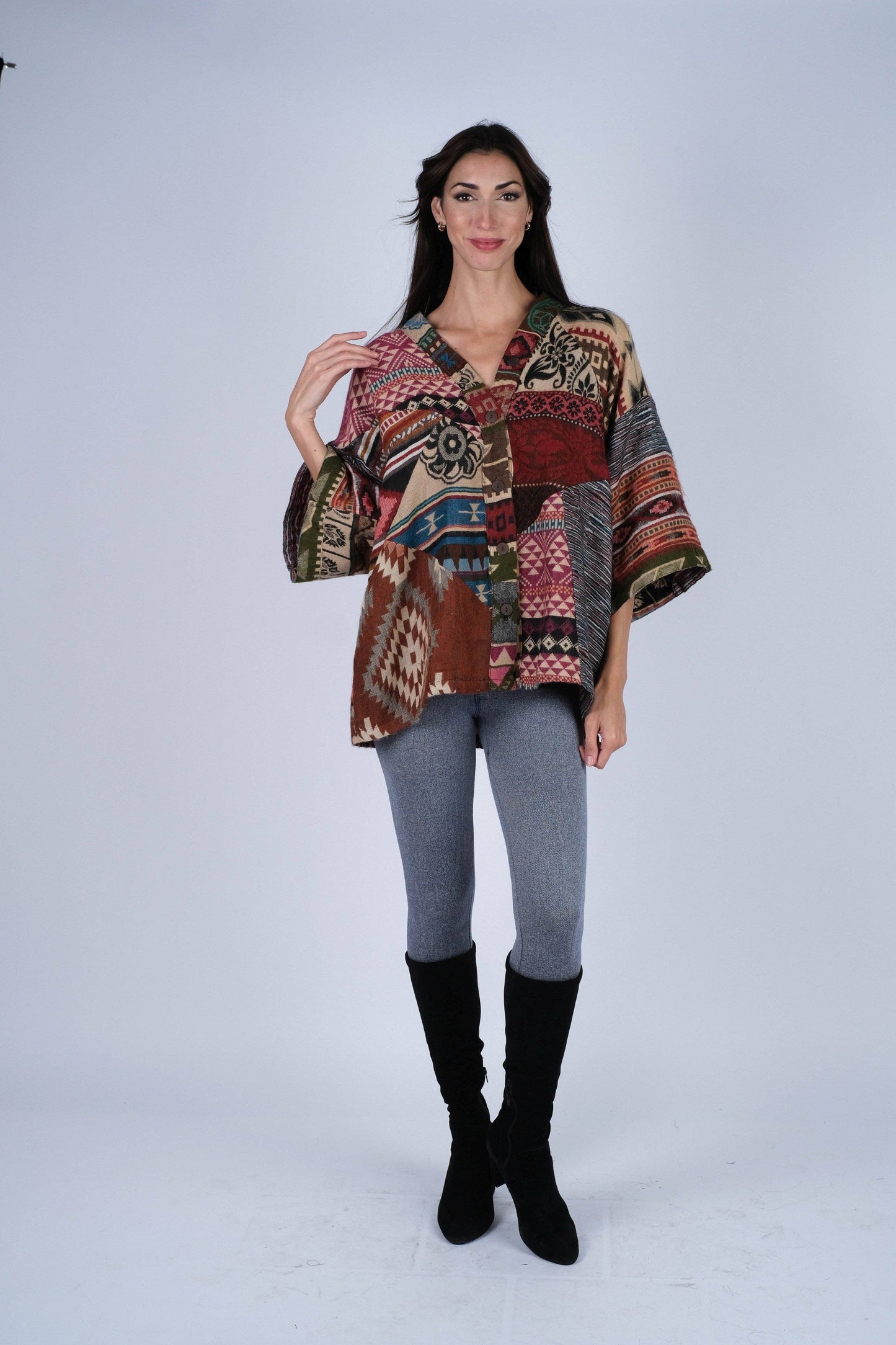 Southwestern Patchwork Kimono Top