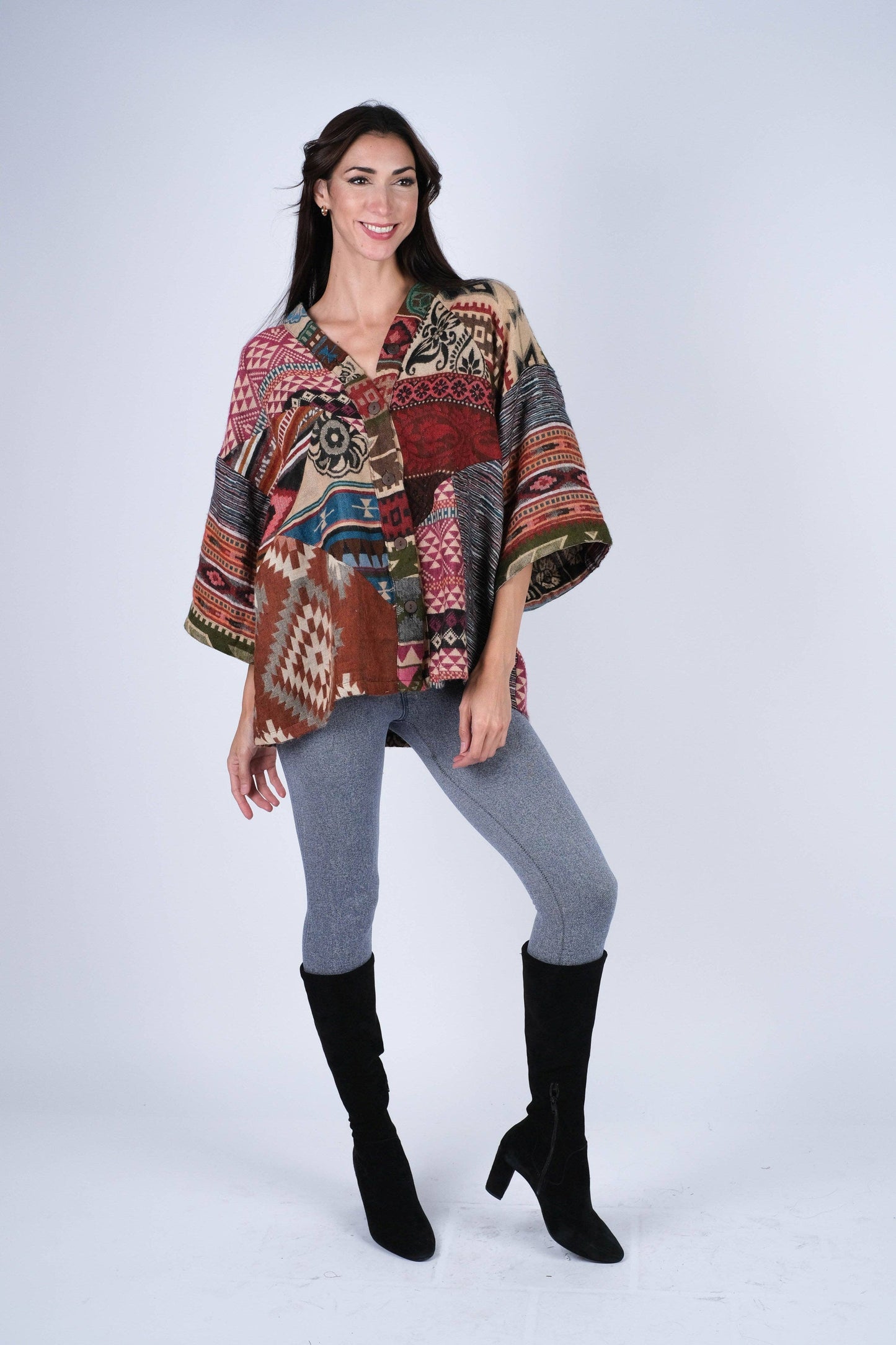 Southwestern Patchwork Kimono Top