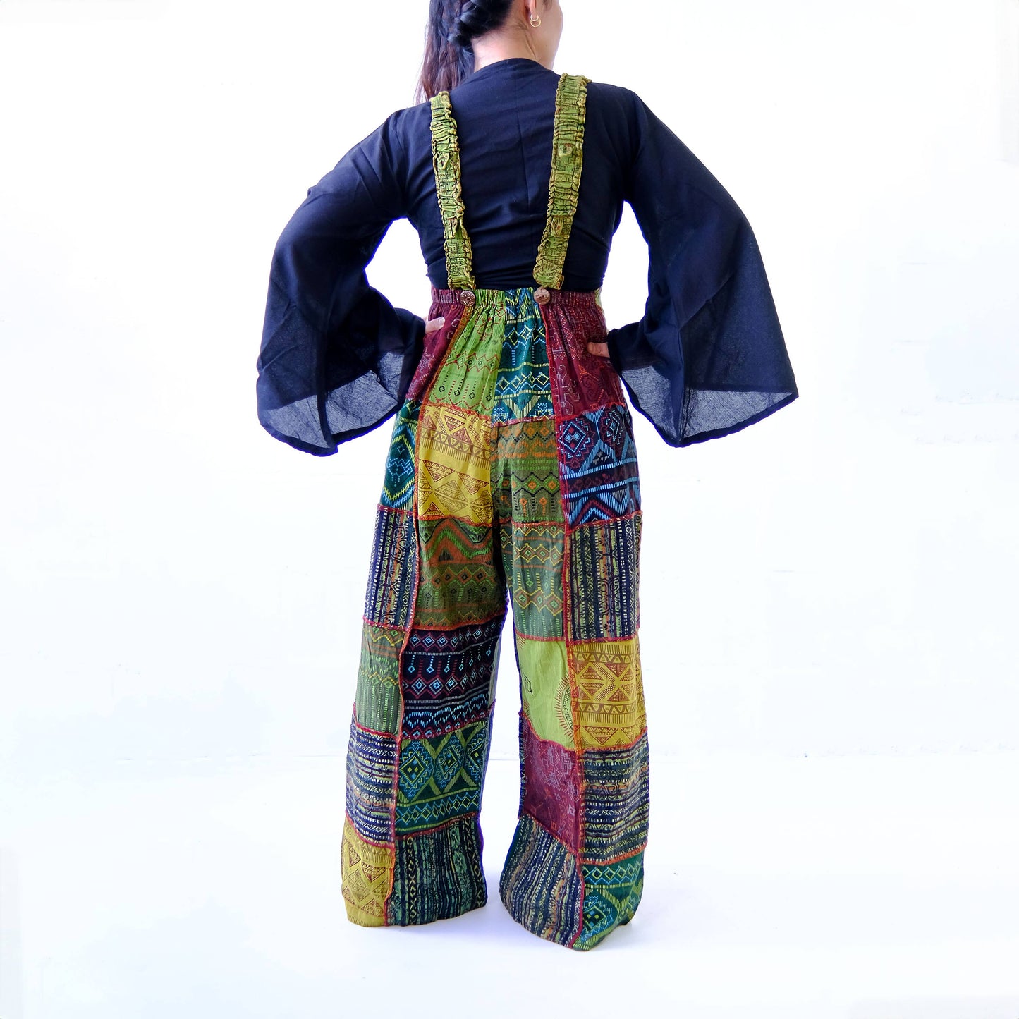 Patchwork Wide Leg Cotton Jumpsuit