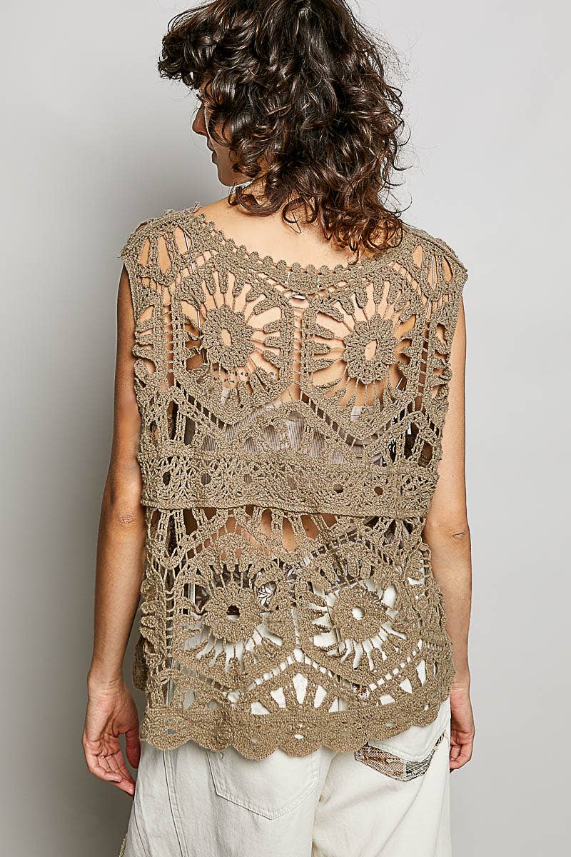 Bohemian Crochet Relaxed Sleeveless Top