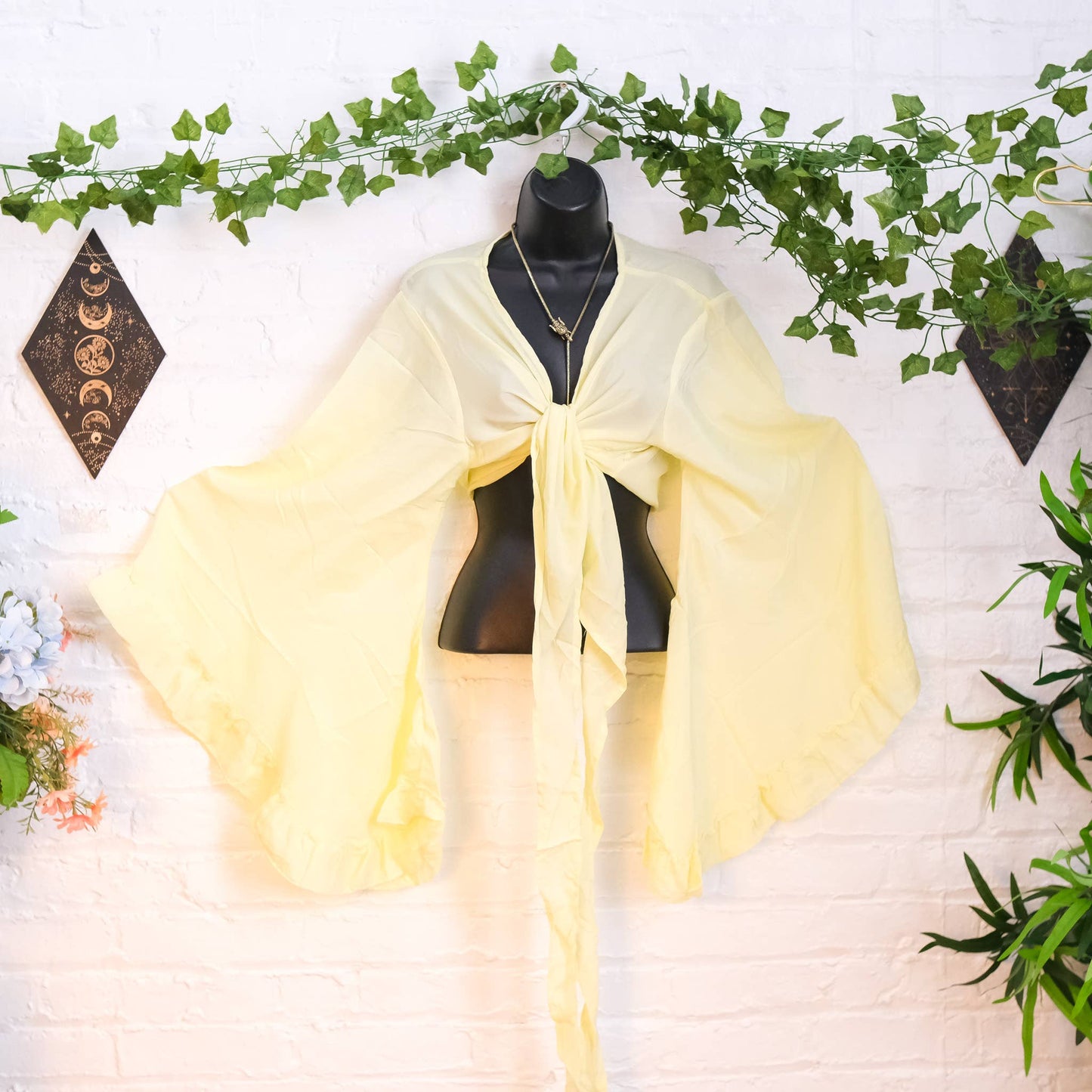 Solid Color Ruffle Sleeve Wrap Top
