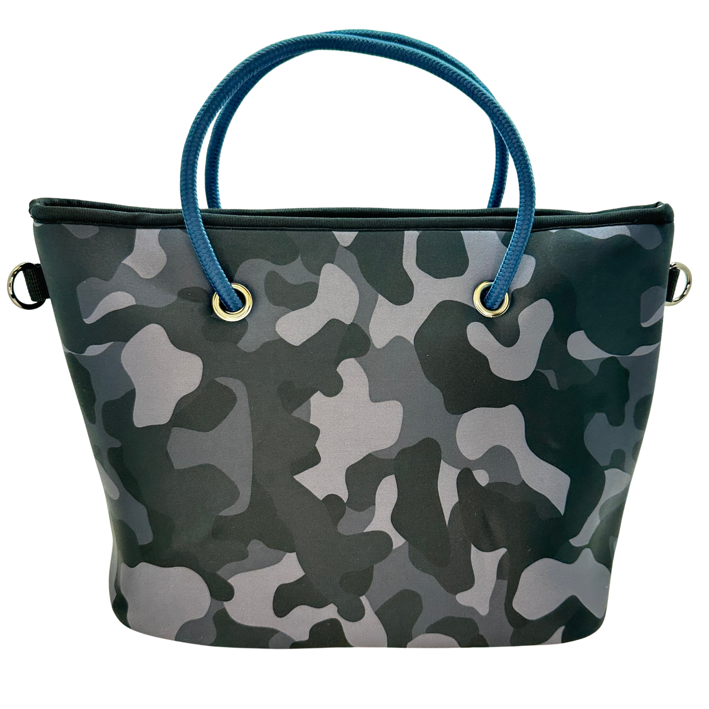 Neoprene Mini Tote Bag Midnight Camo w/ Stripes